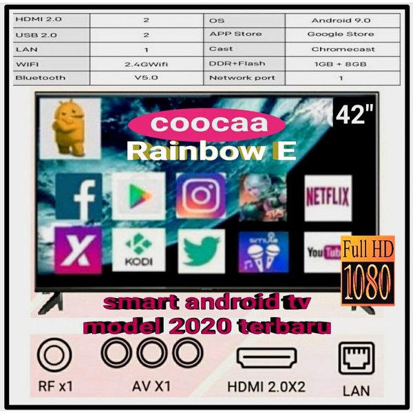COOCAA LED TV 42 inch 42S3G Android Smart Netflix Google bluetooth