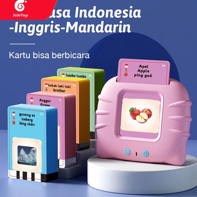 Mainan Flash Card anak mainan edukasi 3/2 bahasa 112 kartu 224 Adegan