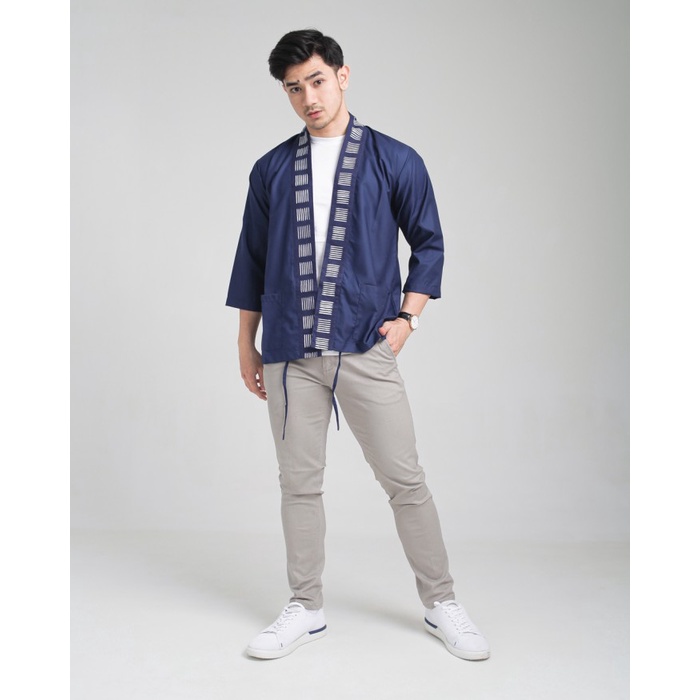 D'GAWAN OUTER BATIK PRIA KHATA KIMONO - NAVY