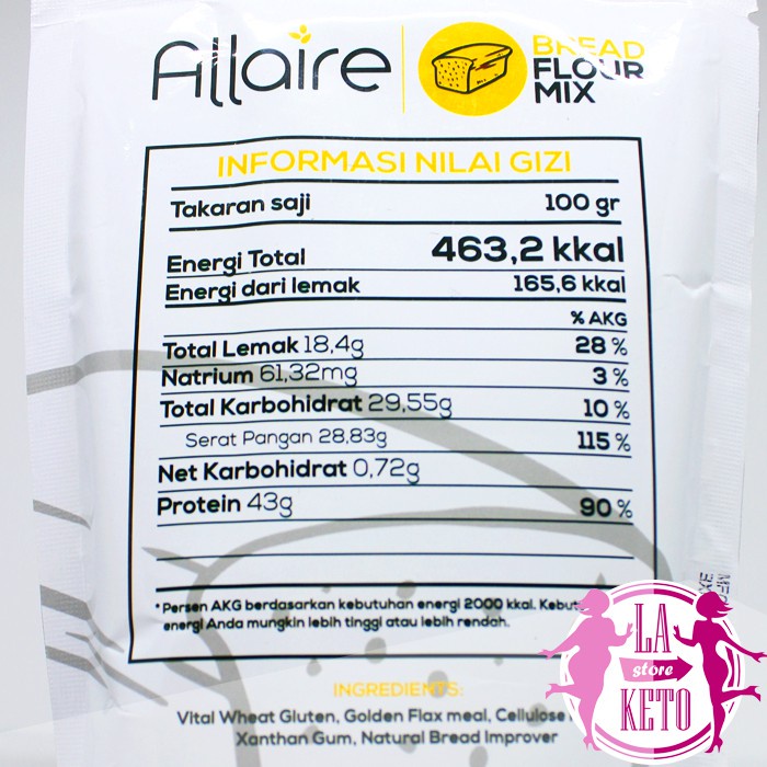 

Allaire Bread Flour X / Tepung Roti Keto / Low Carbo @1000Gr (1Kg)