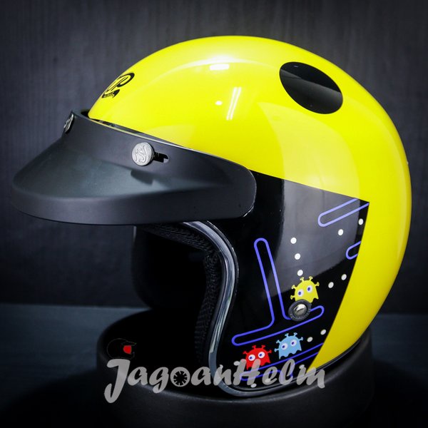 Jpx Helm Jp Retro New Bigie Pac Invaders Couple 1- Yellow -Jpretro