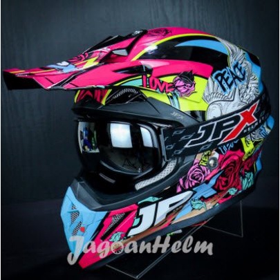 Jpx Helm Cross Fox 1 X28 Rose - Super Black- Fox1 -Goggle Jpx