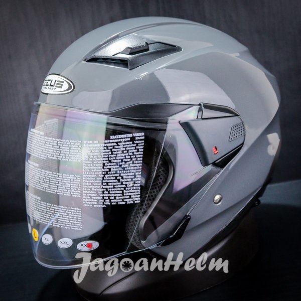Helm Zeus Zs 611 Solid Grey 11C - Half Face Helmet Sni -Zs611 Grey 11C