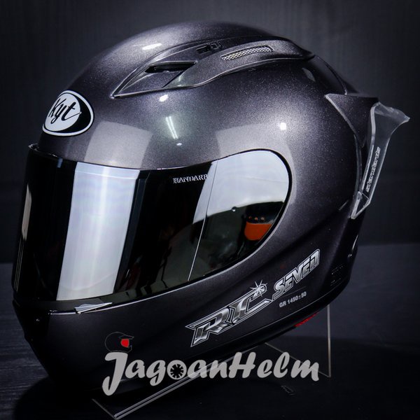 Kyt Helm Rc Seven Solid - Iridium- Gun Metal -Spoiler Rcseven Rc7