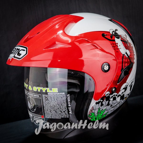 Bmc Helm Fuji Shaun The Sheep 01- White Red - Singgle Visor