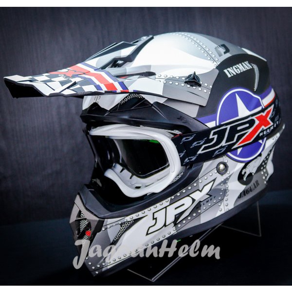 Jpx Helm Cross Fox 1 X30 Wingman- Black Doff- Fox1 Motocross Trail