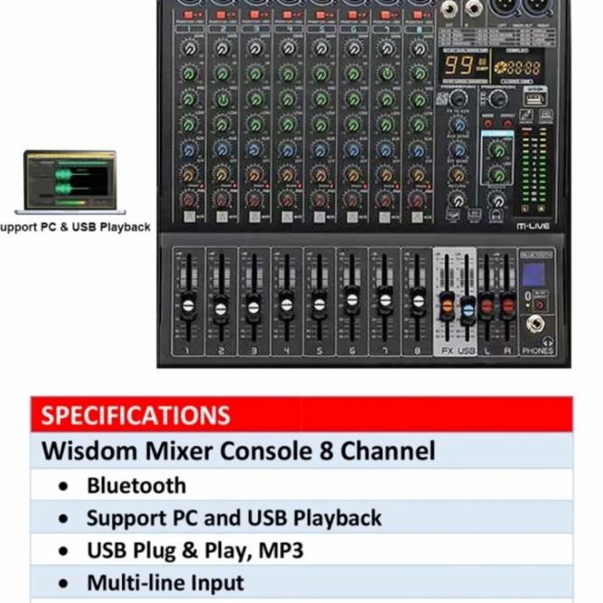 Mixer wisdom M-live8 m live 8 8ch original Kode Xc 188