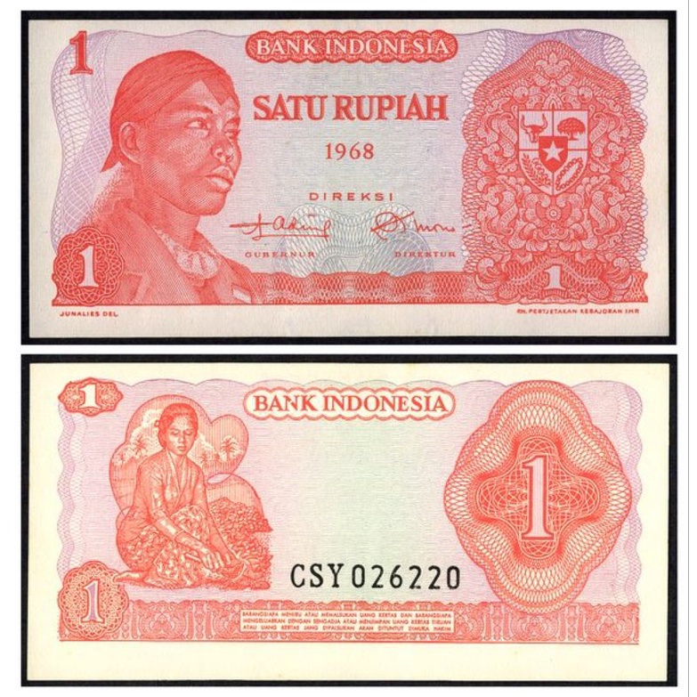 Uang Kuno 1 Rupiah 1968 Seri Sudirman aUNC/UNC