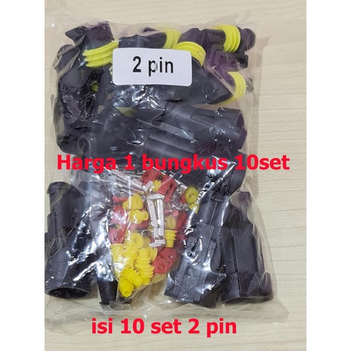 Soket 2 pin isi 10 set Konektor Kabel Anti Air Socket Waterproof 2Pin