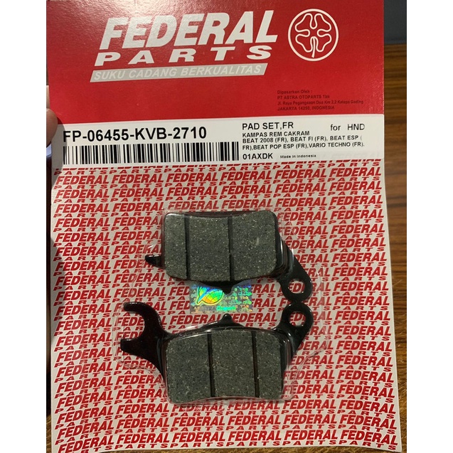 brake pad Kampas rem depan Beat FI 06455-KVB FEDERAL