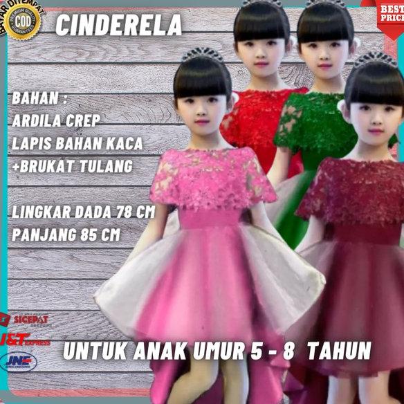 Grosir Baju Dress Gaun Cinderela Kids Import Anak Perempuan Wanita Cewe Kekinian Cewek Pesta Natal U