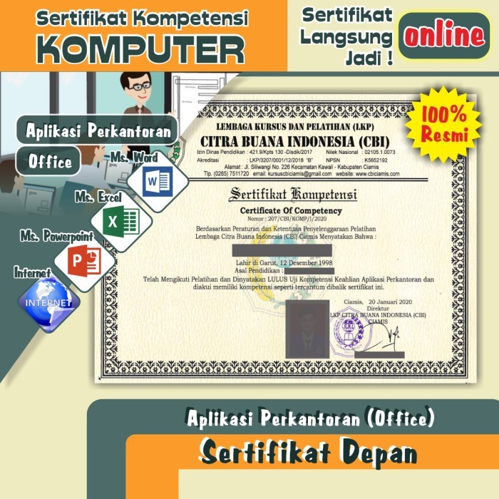 

Promo Sertifikat Komputer Office & Internet Resmi - Ujian Online