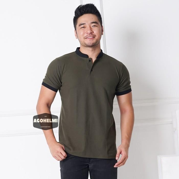 TERLARIS - POLO SHIRT KAOS POLO PRIA KERAH SHANGHAI HIJAU ARMY TNI JUMBO BIG SIZE