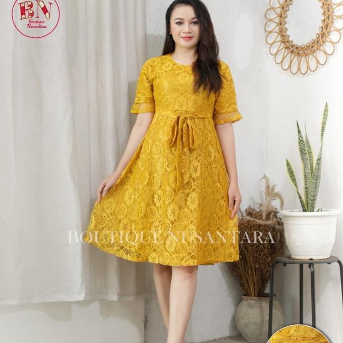 {natal} dress brukat lace mewah/midi dress brukat terbaru/dress pesta natal TERLARIS