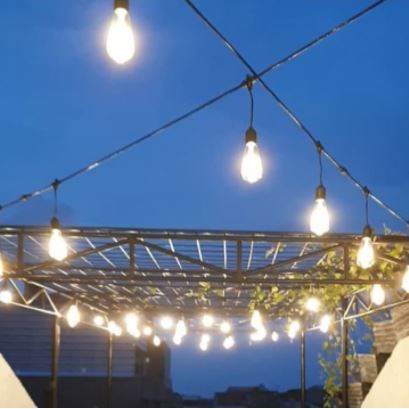KABEL FITTING LAMPU CAFE GANTUNG 15M 15 FITING DEKORASI TAMAN 15 METER