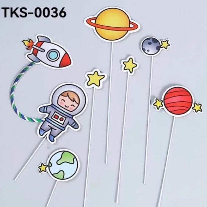 :::::::] TKS36 - Hiasan Kue Cake Topper Kertas Astronot Planet (7)
