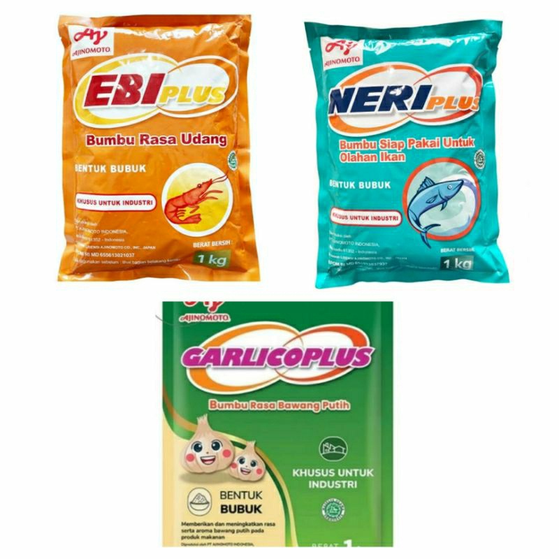 

Ebiplus / Neriplus / Garlicoplus Ajinomoto Bumbu Yedap Ikan Udang Bawang 1Kg