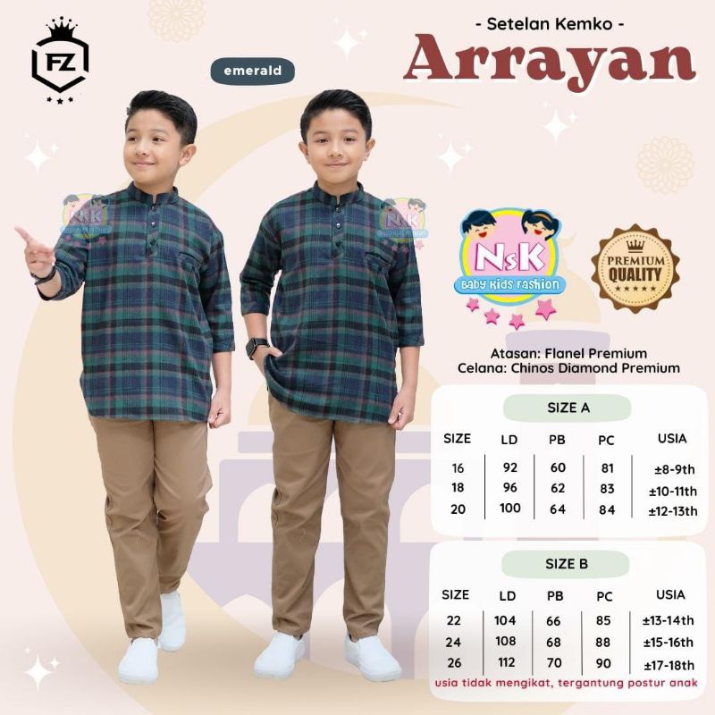 EXCLUSIVE ANAK ANAK!! BarangOri100%Arrayan Setelan kemkoRayyan Ali setelan kemko