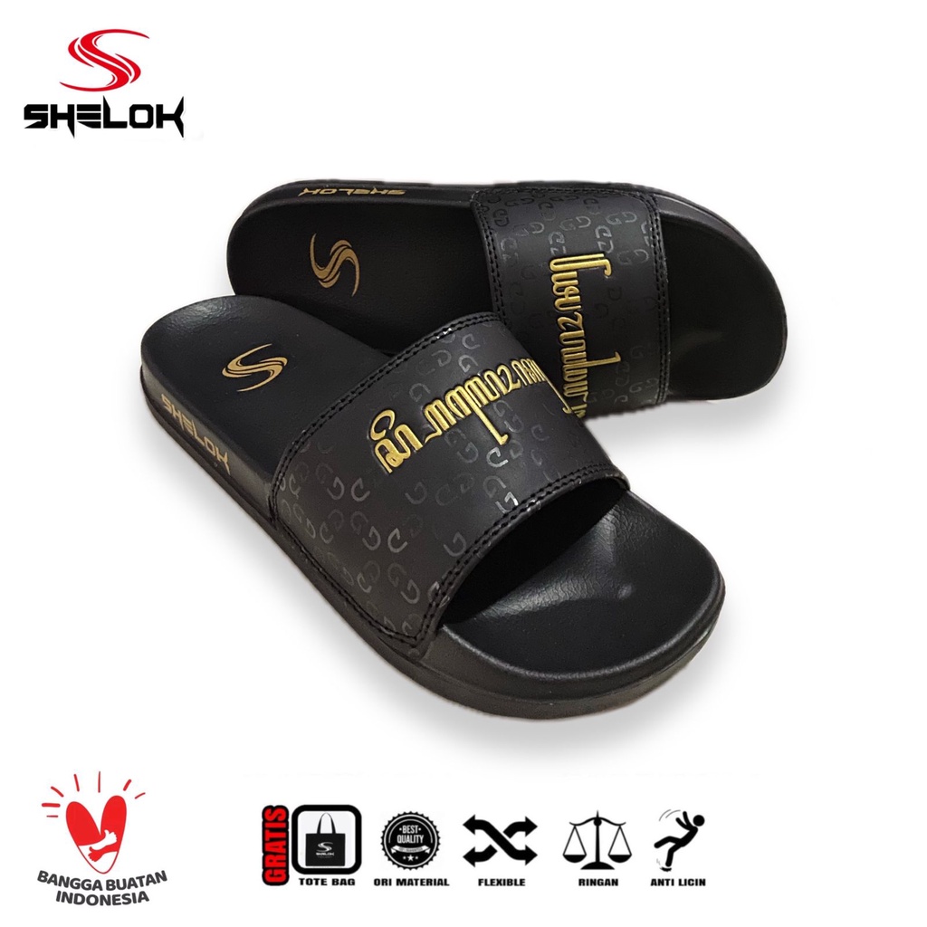 Sandal slop pria kekinian sendal slip on anti licin untuk Pria dan Wanita Original Motif huruf jawa 