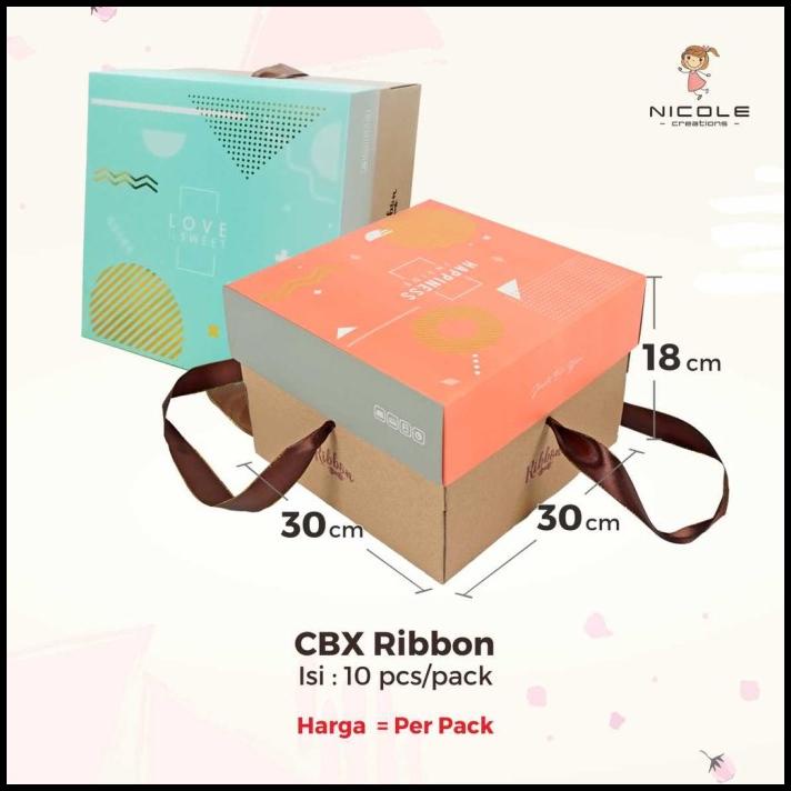 

GRATIS ONGKIR CAKE BOX/PACKAGING KUE/KOTAK KUE RIBBON HAPPY UK 30 CM BY NICOLE !!