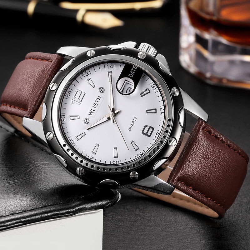 WLISTH    Steel watch Waterproof Men's Watch Calendar Business Quartz Men's Watch
