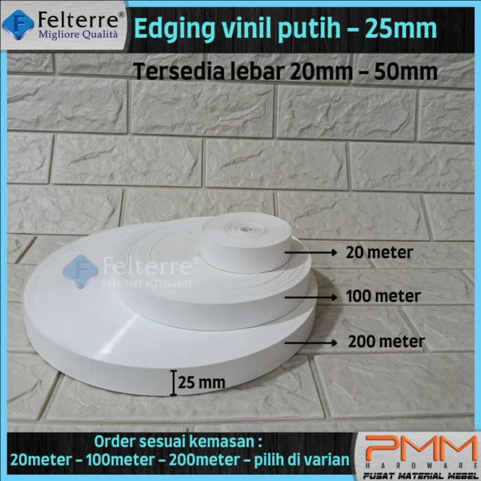 *****] EDGING VINIL PLIMIR PUTIH LEBAR 25mm