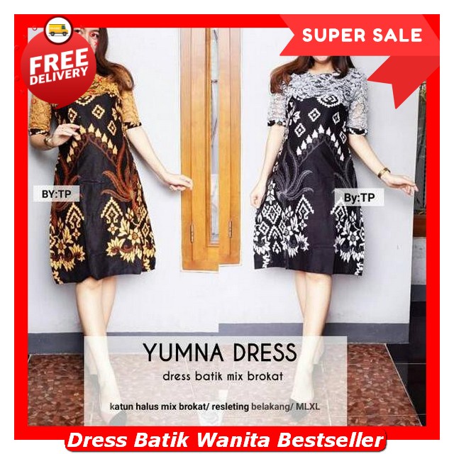 Dris Bathiek Kekinian Dress Natal Wanita Terbaru Dress Perempuan Dewasa Ress Batek Dreas Batik Cewek