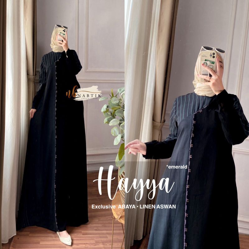 Dress wanita HAYYA DRESS bahan linen aswan,ziper belakang