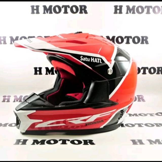 Honda ORI CRF Helm Helmet Full Face Trail Cross Motocross - BLACK RED
