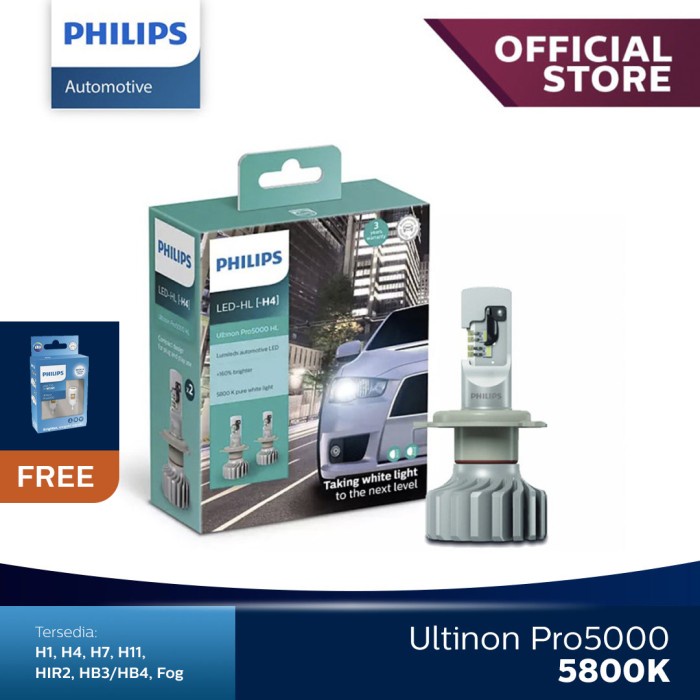 Philips Led Ultinon Pro5000 H4 5800K - 11342U50Cw Ready