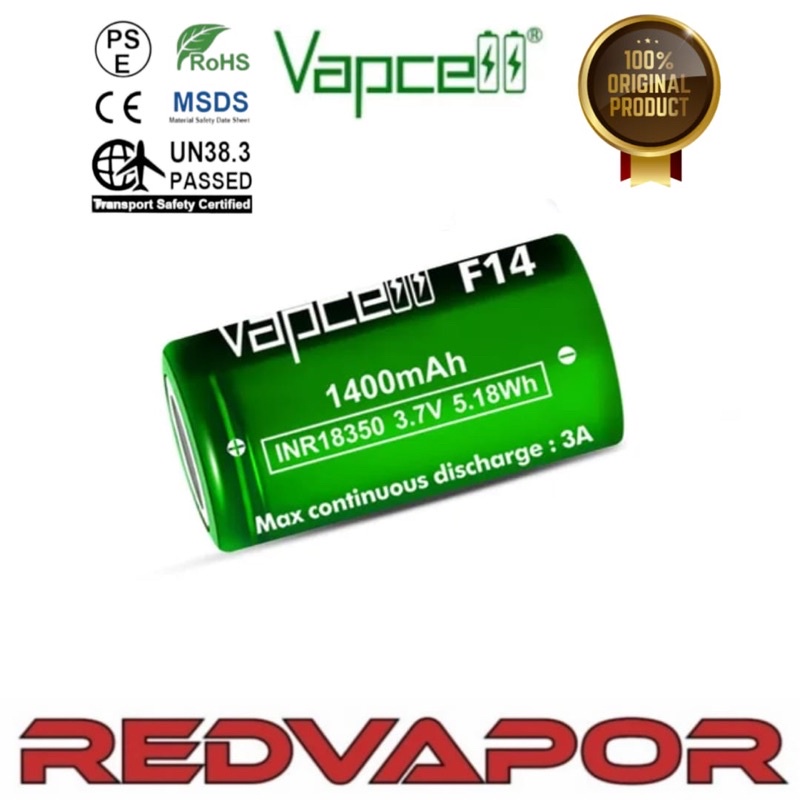 _Adudushop Baterai 18350 1400Mah 3.7V 3A Vapcell F14 Original Batre Acc124