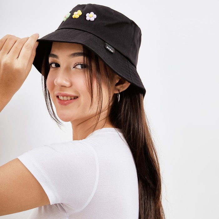 Kkv Topi Bucket Hat Wanita Manik Bunga Kekinian Korea Cute Style