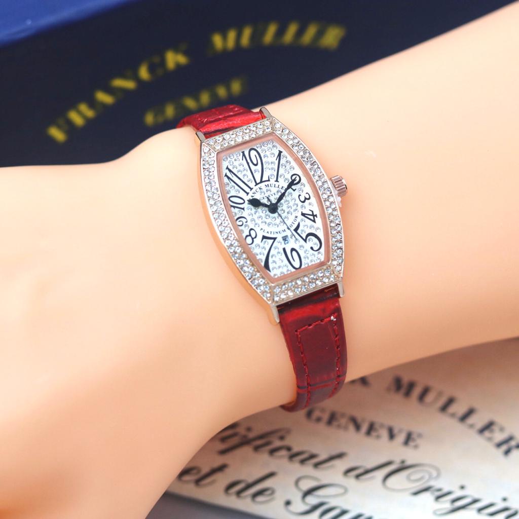 [EXCLUSIVE] BEST QUALITY Jam Tangan Wanita Frank Muller Tali Kulit Asli Terbaru Set Box Original