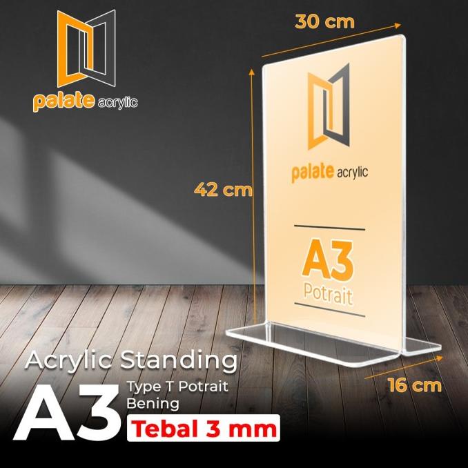 

rin Acrylic Tent Holder / Akrilik Tent Card A3 Brosur Meja / A3 T 3mm