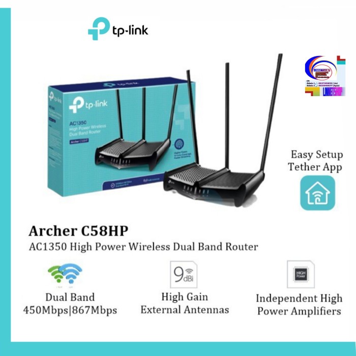 TPLINK AC1350 High Power Wireless Dual Band RouterArcher C58HP.