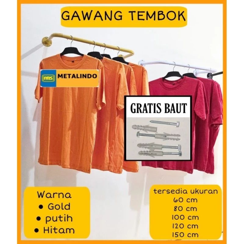 Gawang baju tembok jemuran tempel dinding gantungan baju tempel tembok hanger baju besi