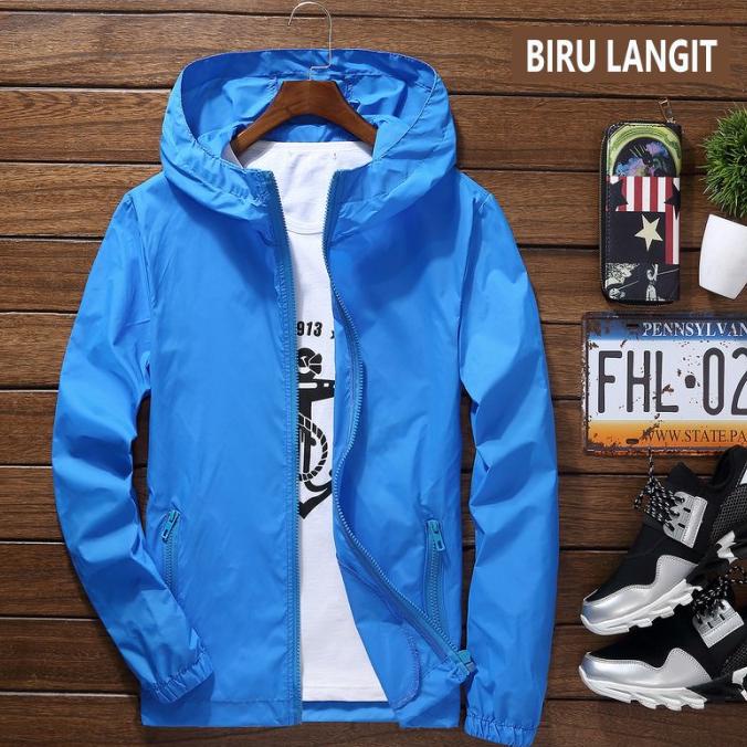 Jaket Olahraga Anti Uv/Air/Angin Untuk Pria Dan Wanita - Xxl, Biru Tua