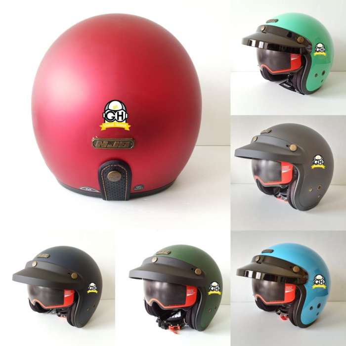 Njs Nx-2 Solid Helm Retro Helm Njs Nx2