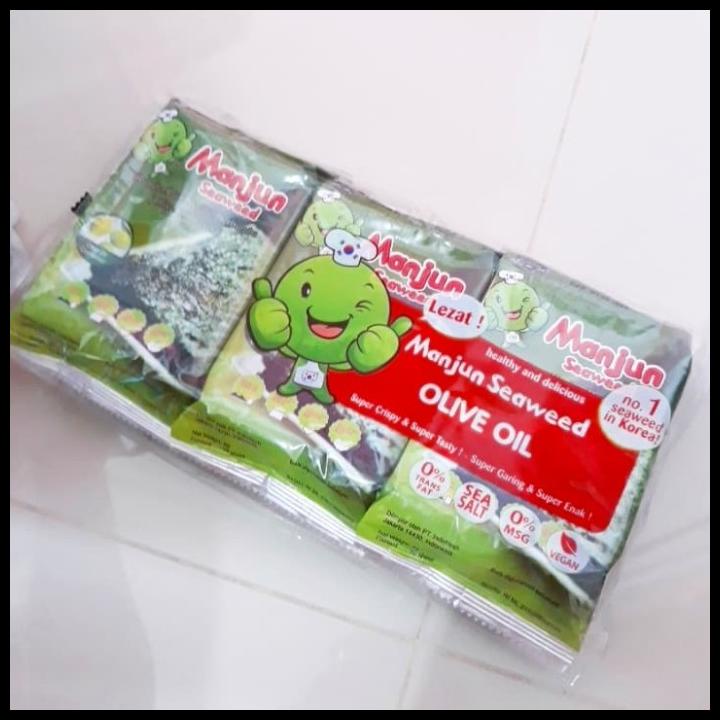 

BEST DEAL MANJUN SEAWEED OLIVE OIL 3 X 10PCS / RUMPUT LAUT KERING BERBUMBU KOREA !!