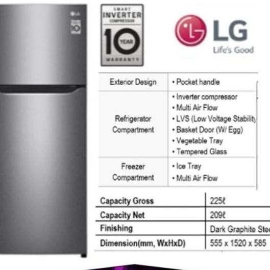 Kulkas LG GN-B222SQIB Inverter 2 Pintu B222SQIB Kode Yp 1081