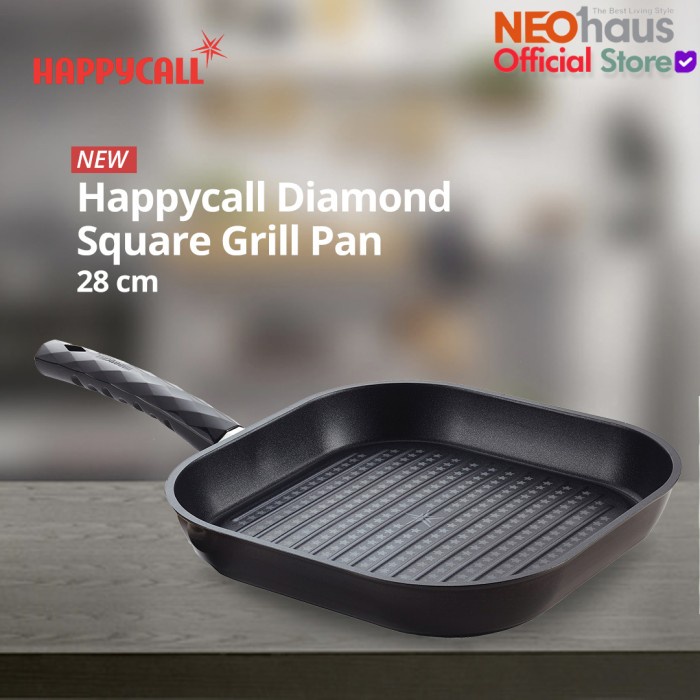 ✨New Ori Happycall Diamond Square Grill Pan 28Cm / Grill Pan 28Cm Diskon