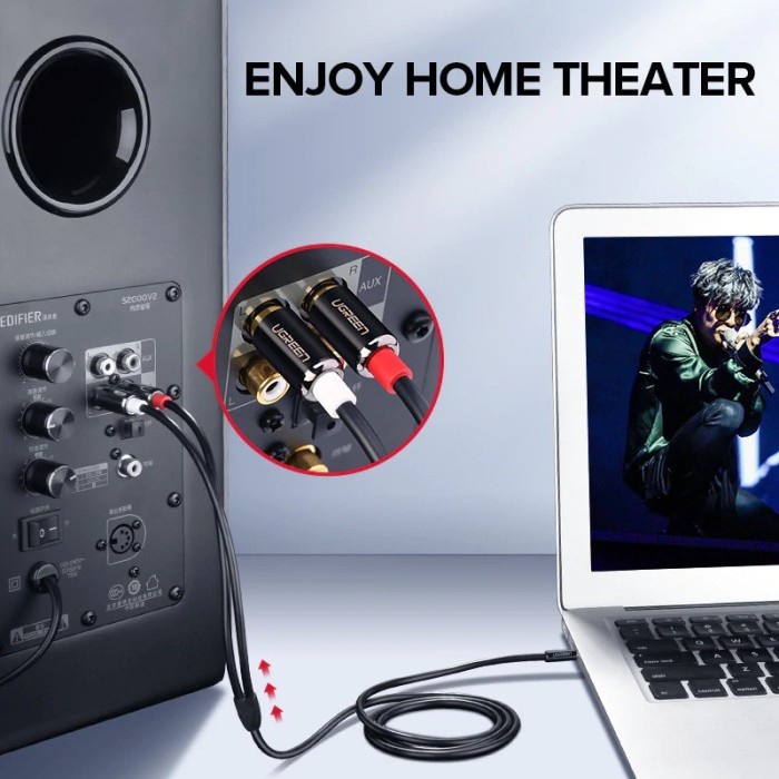 Kabel Audio Rca Merah Putih Baseus Speaker Tv Aux 2 Cabang E36 Cable Audio Ready