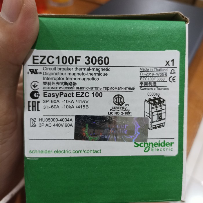 Promo Mccb Breaker Ezc100F Schneider 60A. 75A. 80A. 100A.