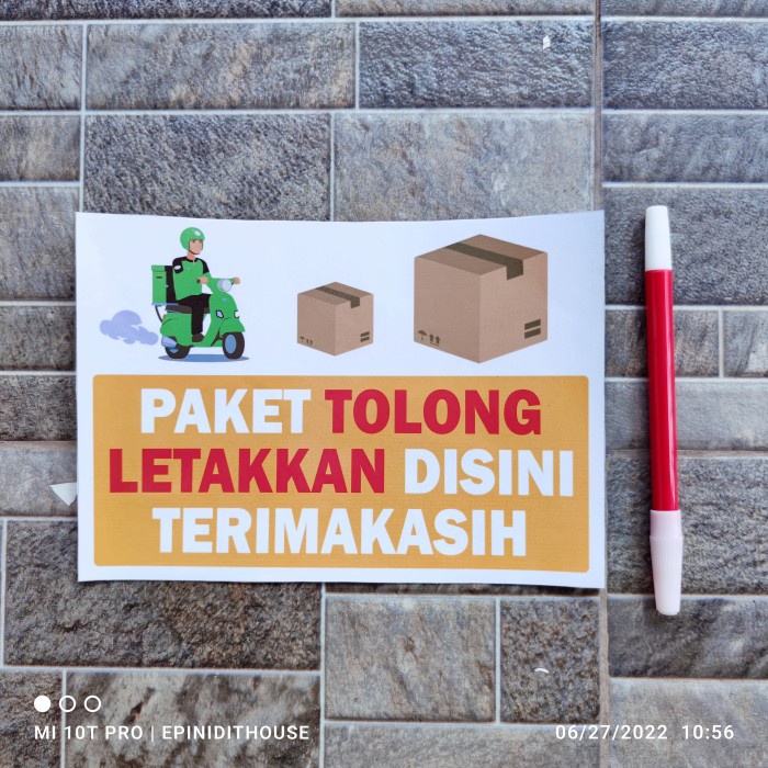

Terlaris - Stiker Himbauan Paket Tolong Letakkan Taruh Disini Ojol Kurir Tulisan