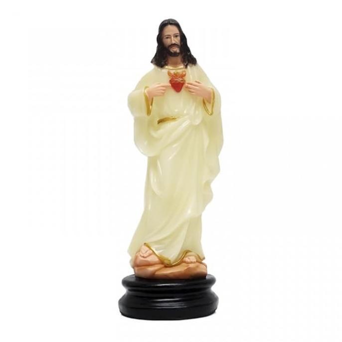 Patung Tuhan Yesus Hati Kudus Fosfor 30cm -Patung Rohani-Patung Yesus