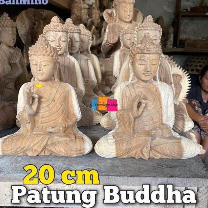 Patung Buddha Kayu 20 cm Patung Buda Kayu Patung Budha Kayu Pajangan