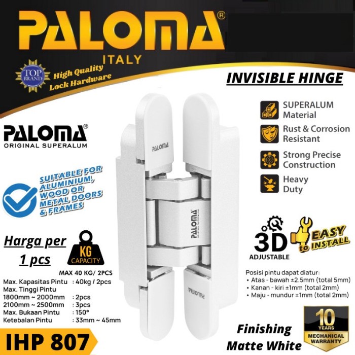 ✅New Ori Paloma Ihp 807 Engsel Pintu Concealed Hinge Invisible Engsel Tanam Berkualitas