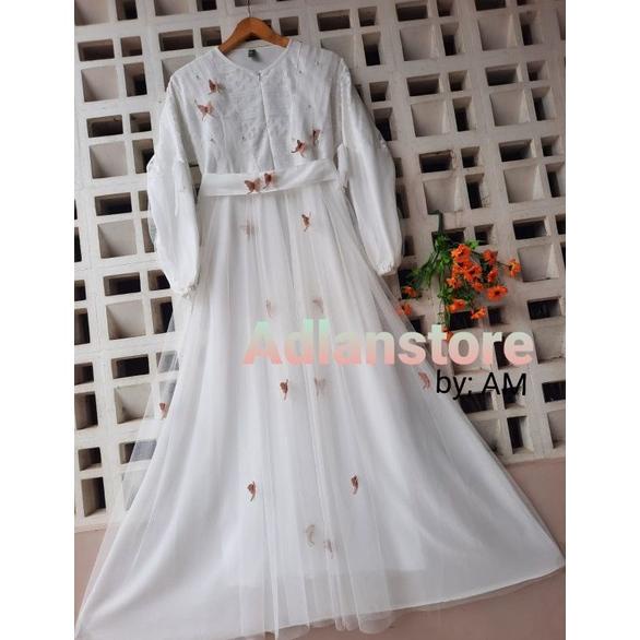 SNT5 GAMIS CERUTY BURKAT|| TILLE BUTTERFLY|| GAMIS PESTA||FASHION WANITA,BAJU GAMIS MEWAH,GAMIS TERB