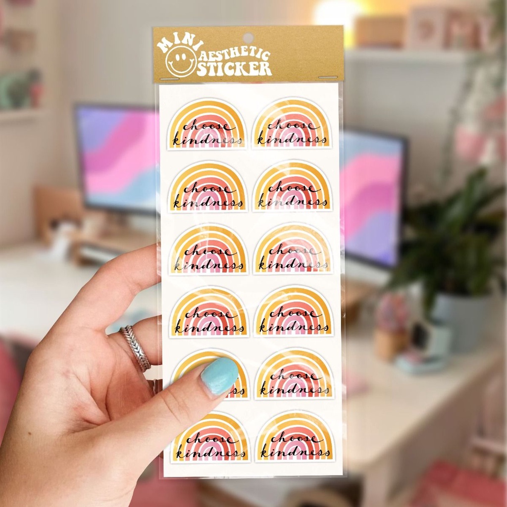 

Mini Stiker Pack Aesthetic - 1 Lembar isi 12Pcs Stiker Buku Jurnal Harian Be Kind - Choose Kindness - Stay Positive