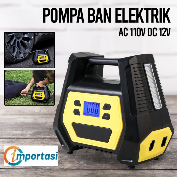 Pompa Ban Elektrik Digital Tire Inflator Portable AC 110V DC 12V
